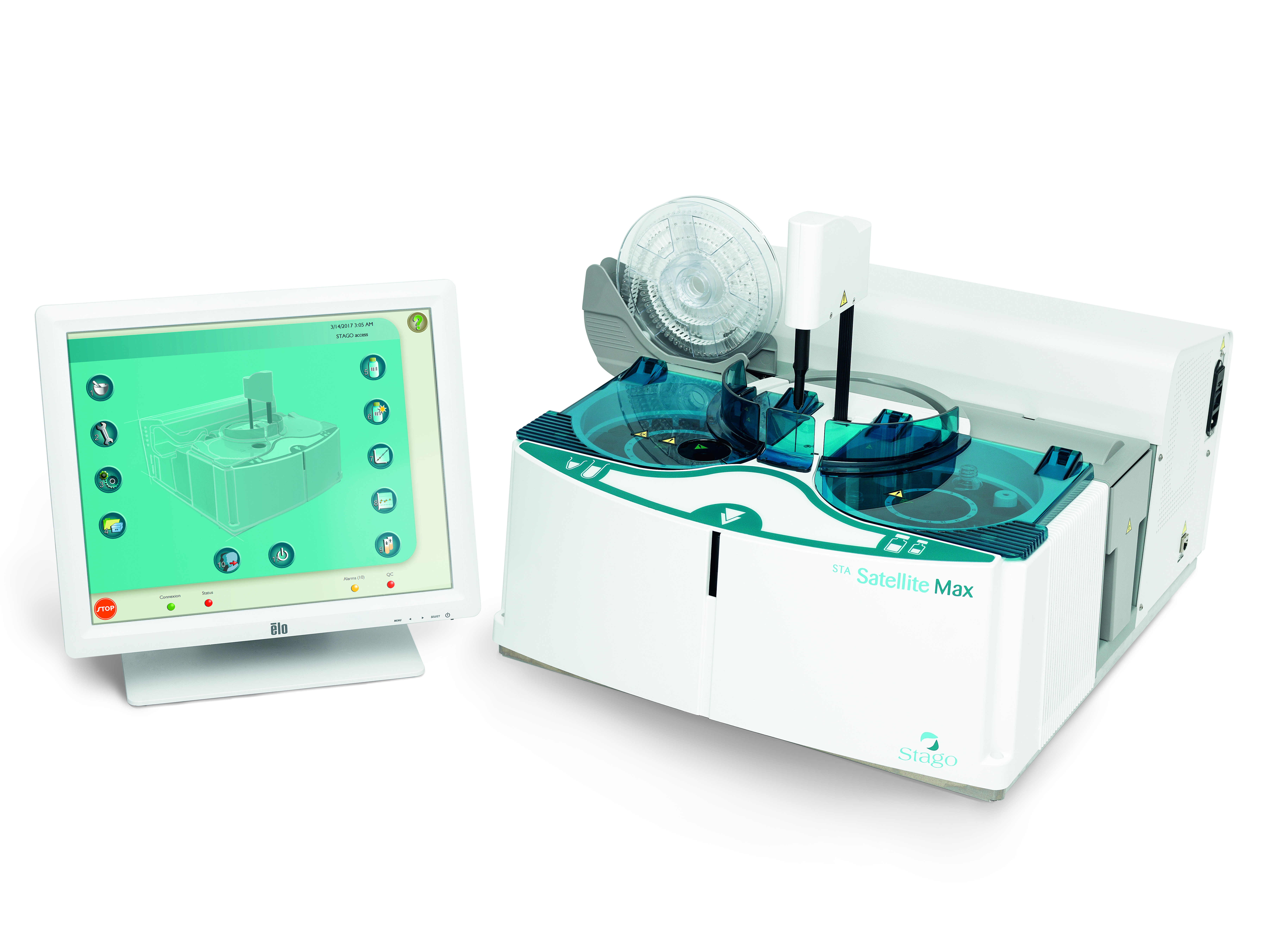 De STA Satellite Max de kleinste volledig automatische stollingsanalyzer van Stago. Het systeem maakt gebruik van het Viscosity Based Detection System (VBDS) en beschikt over de meest recente innovaties.